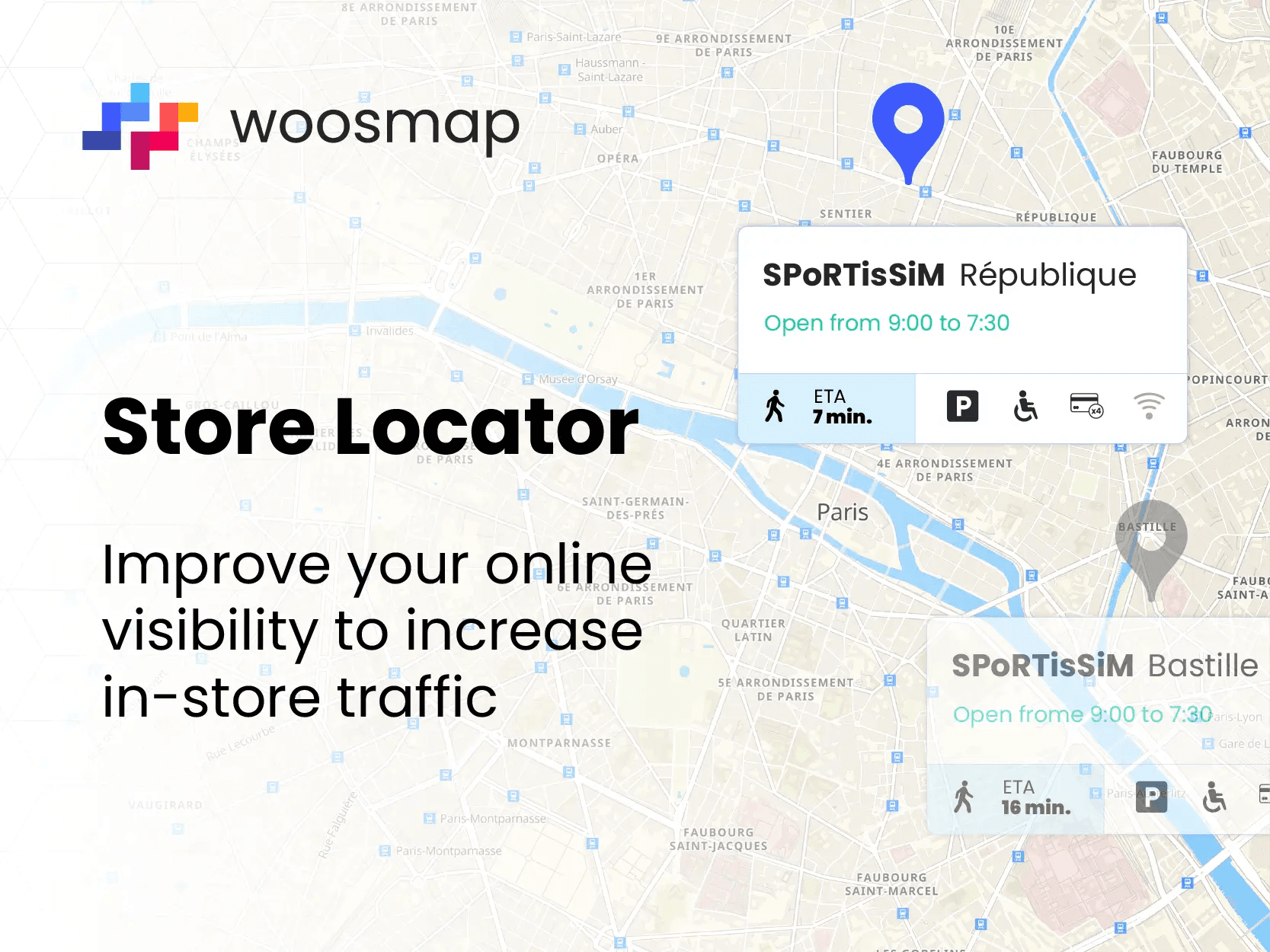 Store Locator map showing nearby points of sale