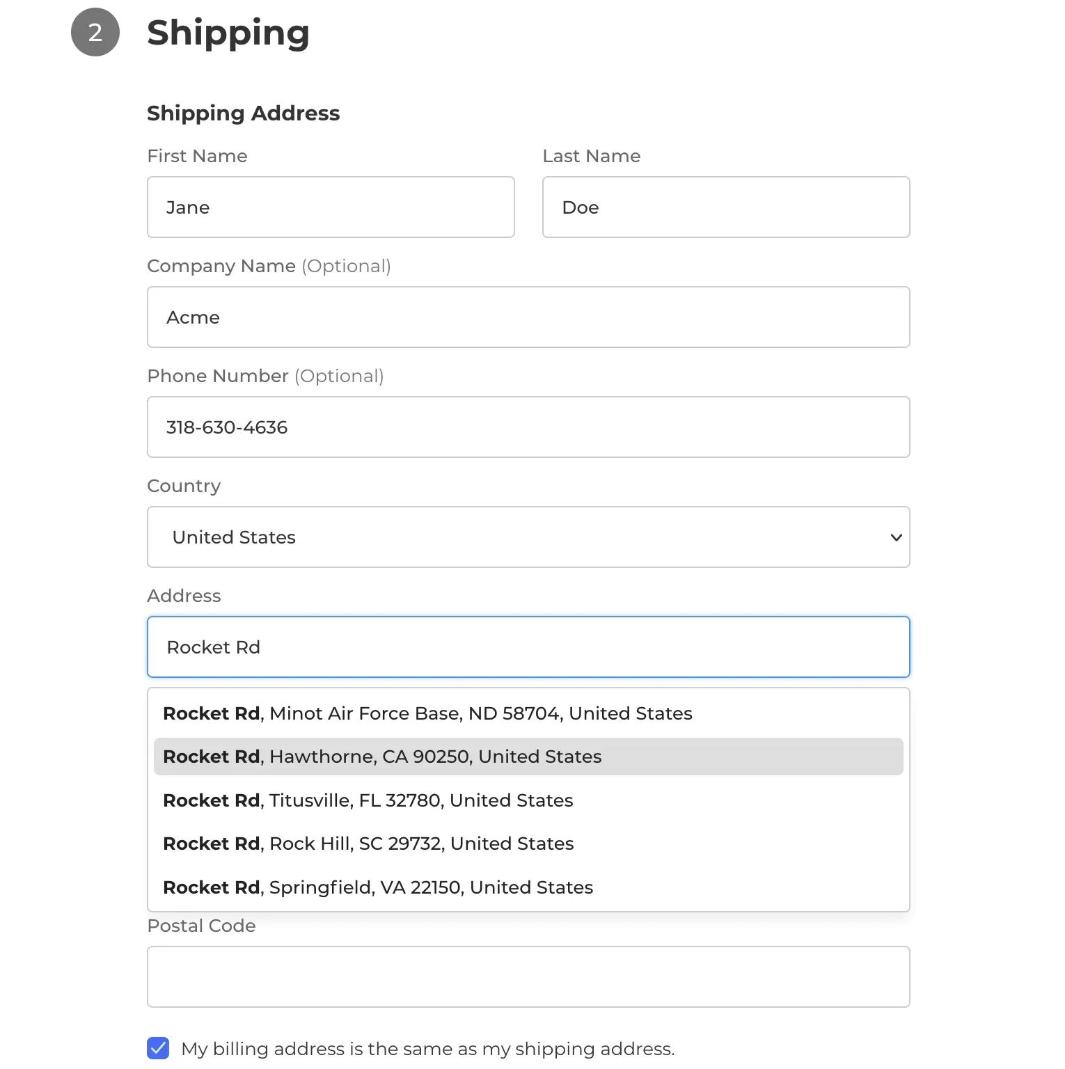 BigCommerce shipping form