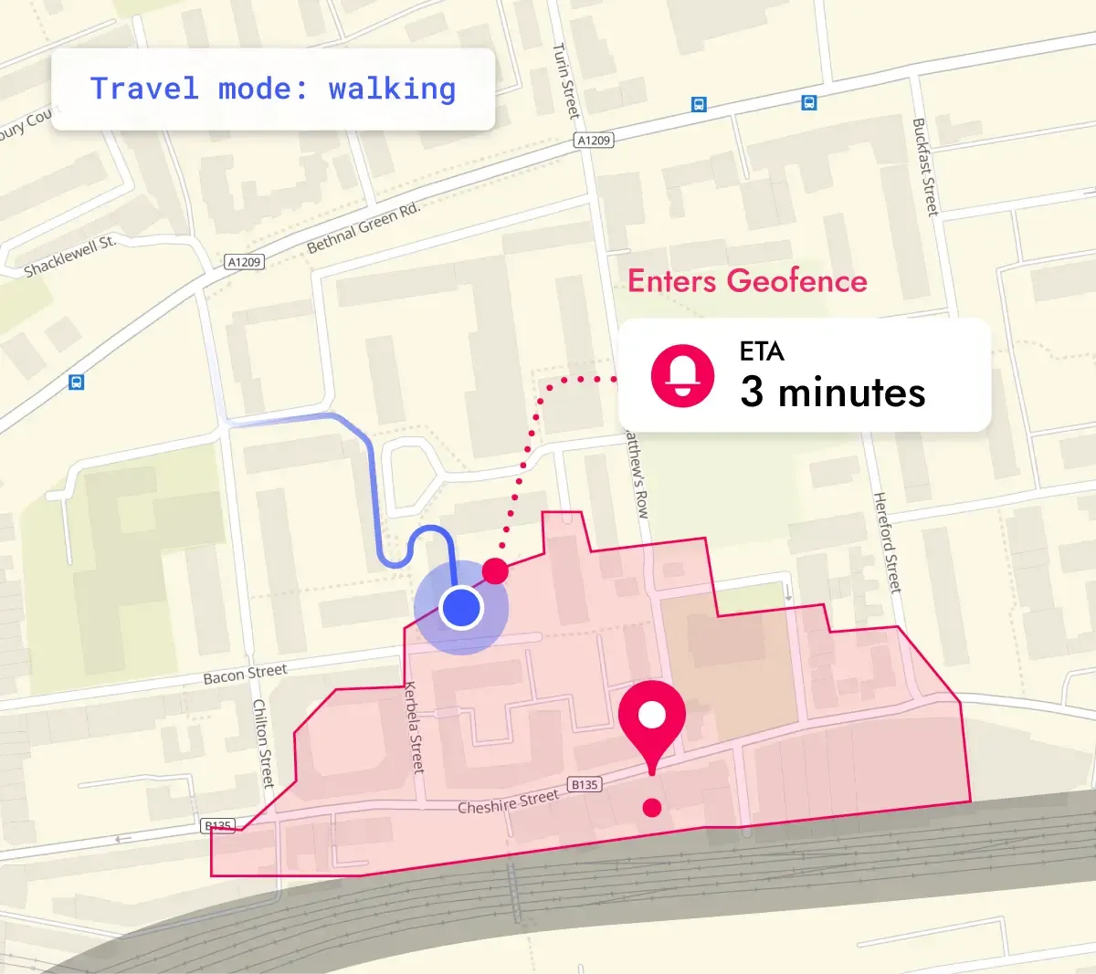 Le SDK Woosmap Geofencing génère et surveille automatiquement les geofences et zones d'intérêt