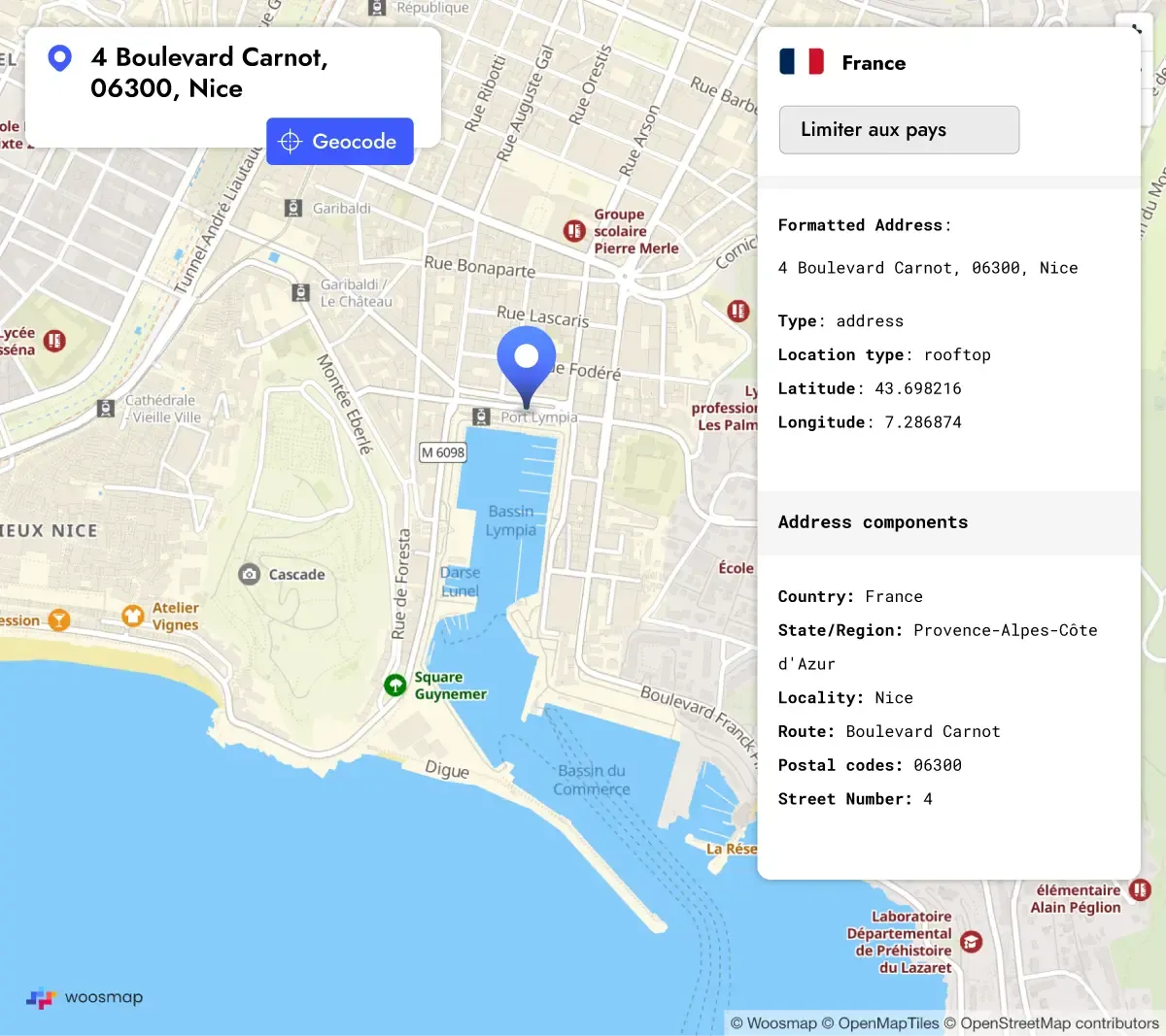 Woosmap Localities API Geocoding